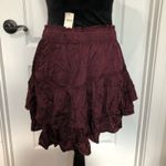 Aerie New Sweet N Silky Maroon Drawstring Mini Skirt Size Medium - Chic & Comfy Photo 2
