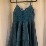 JJ's House  Teal Lace Satin Dress Photo 2