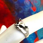 Vintage Sterling Silver Cat Face Pinky Ring Photo 6