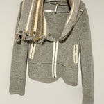 Free People Wool Shawl Knit Collar Zip Sweater grey size XS Photo 0