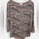 Market & Spruce Camo Print Soft Knit Top | Size Large Photo 0
