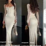 House Of CB House‎ of CB 'Perdi' Vintage Ivory Satin Maxi Dress NWOT Size M A-C Photo 13