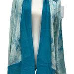 LOGO By Lori Goldstein Logo Lori Goldstein Blue Tie Dye Crochet Kimono Open Front Cardigan M Sweater Photo 0