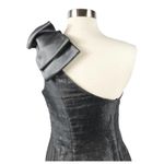 AQUA  Cocktail Dress One Shoulder Metallic Silver Pewter Sequins Bow Accent 2 Photo 3