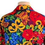 Vintage California Connection Shirt Cherry Red Multicolor Floral Detail Collared Size L Photo 4