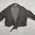 Eileen Fisher  Women's Tie Front Shrug Cardigan Grey Linen Blend 1X Photo 0