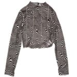 H & M Divided Mesh Sheer Zebra Print Long Sleeve Size Small Mockneck y2k design Photo 0