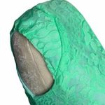 Enlin Deep V Lace Chiffon Mini Dress S Green Cap Sleeve Lined Zip NEW Photo 2