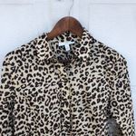 1901  Women’s Shirt Tan Shadow Leopard Button Up Blouse Small Photo 3