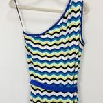 Ming Wang Modern Fit One Shoulder Column Maxi Dress Chevron Soft Knit Large NWT Photo 8