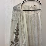 Free People  Embroidered Cream Brown Dreams Tunic Blouse Small Photo 9
