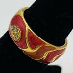 Lauren G Adams LGA Red Coral Gold Enamel Wave Ring Size 6 Photo 1