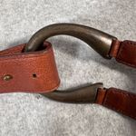 J. Jill Women's Brown Leather Asymmetric Belt with Statement Buckle Size Large Photo 3