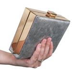 Vintage 80s HD by M Silver Box Clutch Crossbody Purse Photo 0