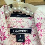 Lands' End No Iron Supima Cotton Button Down Shirt Floral Western Womens 2 XS Photo 2