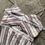 EXPRESS Purple White Striped Cotton Linen Cut Out Wrap Midi Summer Dress 10 Photo 5