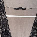 Maurice's  Gray V-Neck Blouse with Black Lace Photo 1