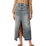 ✨women’s happily grey high front slit denim midi skirt light wash raw hem✨ Blue Size 29 Photo 1