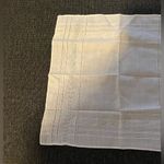 Vintage Hanky Linen Poly Blend W/Woven Work Details White Photo 1