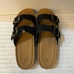 Women’s Sandal Slides– Adjustable Buckle Slippers, Lightweight with Cork Footbed Black Size 8 Photo 8
