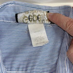 Vintage Western cowgirl blouse medium long sleeve pin stripe Americana top Blue Photo 6