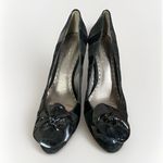 Coach  Trinitie Flower PUMPS Ladies 8 Black Suede Patent High HEELS Pumps EUC Photo 1