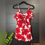 FRANCESCA’S Blue Rain Sleeveless Floral Shorts Romper Women’s Sz S EUC Red Photo 1