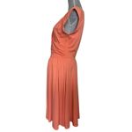 Garnet Hill  Juliet Coral Surplice Knit Midi Dress Size Medium Stretch Wedding Photo 1