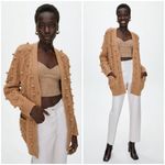 Aritzia 💕 WILFRED💕 Alps Cardigan ~ Pom Pom Cable Knit Antique Beige Small Photo 1