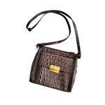 Brahmin Brown Taupe Croc Embossed Leather Crossbody Bag Photo 6