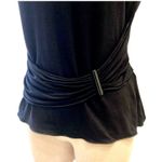 Armani Collezioni Armani black stretch sleeveless top, ladies 10 gathered drape belt detail knit Photo 4