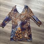 Alberto Makali Albert Malaki Elegant Dress Embroidered Animal Print Long Sleeve XL Photo 0