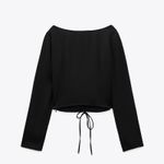 ZARA NWT  RUCHED CUT OUT TOP BLACK SMALL Photo 5