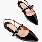 Kate Spade Maritza Patent Leather Slingback Pointed Toe Flats in Black Size 6B Photo 0