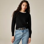 J.Crew  Cashmere shrunken crewneck sweater Black Small NWT Quiet Luxury Old Money Photo 1