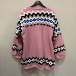 JustFashionNow Pink Patterned Chunky Knit Cardigan Sweater Wool XXL Photo 6