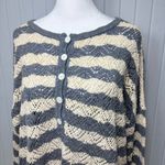 Peruvian Connection  Vintage Crochet knit Blue and Cream Striped Sweater Size M/L Photo 1