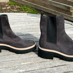 Open Edit Mya Lug Sole Chelsea Women Boots Grey Anthracite Size 11 Photo 0