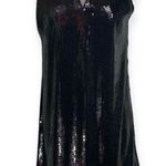 Olsenboye Black sequin short shift dress, medium sleeveless mesh cutout Little Black Dress Photo 3