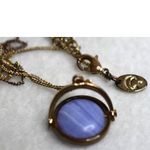 Charming Charlie  Captivating Blue Wave Agate Stone Gold Tone 18" Modish Necklace Photo 2