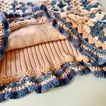 American Eagle  Pink Blue Knit Crochet Sleeveless Crop Tank Top US Small Photo 2