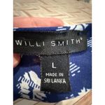 Willi Smith Womens Blue White Geometric Sleeveless Tank Top Large Shirt Career Photo 4