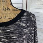 Loft Heathered Loop Knit Half Sleeve Sweater Black Cream XS Photo 4