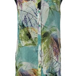 Spense Floral Print Sheer Top(Size Small) Green Photo 0