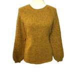 Ann Taylor Wool blend Knit Sweater Bubble Sleeve Wool Blend Ribbed Mustard Yello Photo 1