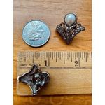 VTG Kjl For Avon Faux Marcasite Faux Pearl Floral Design Earring Set‎ Art Deco Silver Photo 8