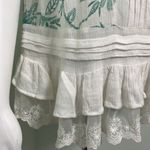 Anthropologie  Lilka Embroidered white & green tank size med petite Photo 5