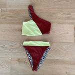 Reversible One Shoulder High Leg Bikini In Leopard Multi and Color Block Photo 1