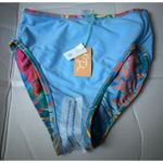 Kona Sol  High Waisted Swim Bikini Bottoms Blue Floral, Small Photo 2