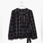 Madewell Viscose Wrap Side Tie Cropped Top in Black & White Windowpane Size XXS Photo 1